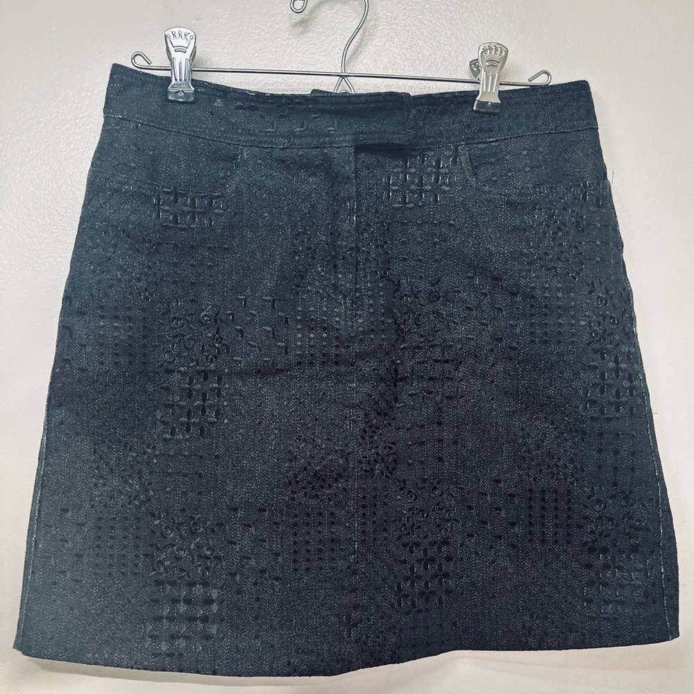 CYNTHIA STEFFE Women’s Size 4 Black Floral Cotton Textured Straight Skirt USA